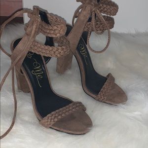 Tan suede heel